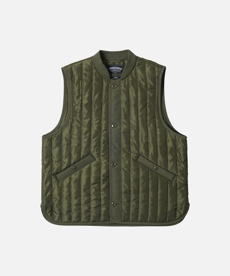 STRIPE QUILTED MIL LINER VEST _ OLIVE