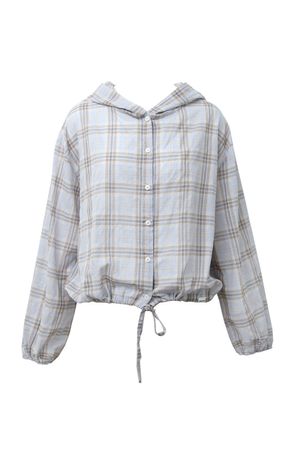 루즈핏 체크 후드셔츠