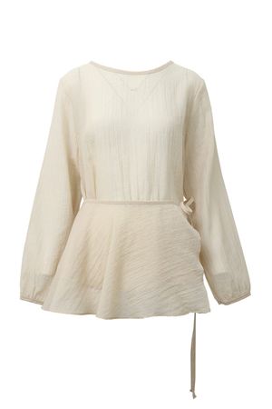 크리즈 블라우스 랩 스커트 세트