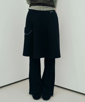 자카드 로우라이즈 팬츠 & 스커트 세트 블랙