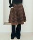 체크 포켓 미디 스커트 버건디 브라운