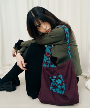 리버시블 플라워 테리 백 버건디 틸