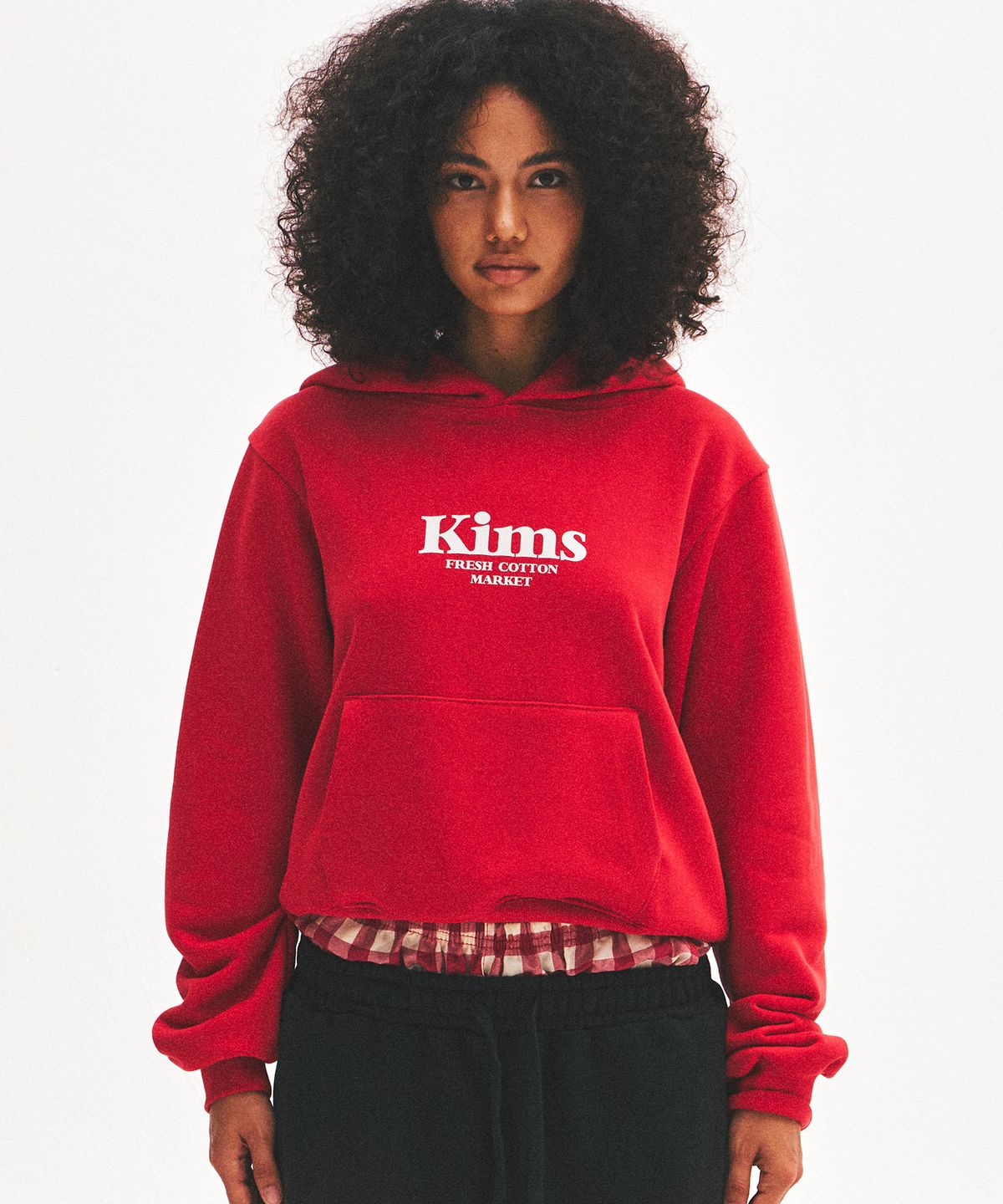 킴스 프레시 코튼 마켓(KIMS FRESH COTTON MARKET) (Unisex) Kims Bam Logo Hoodie Red