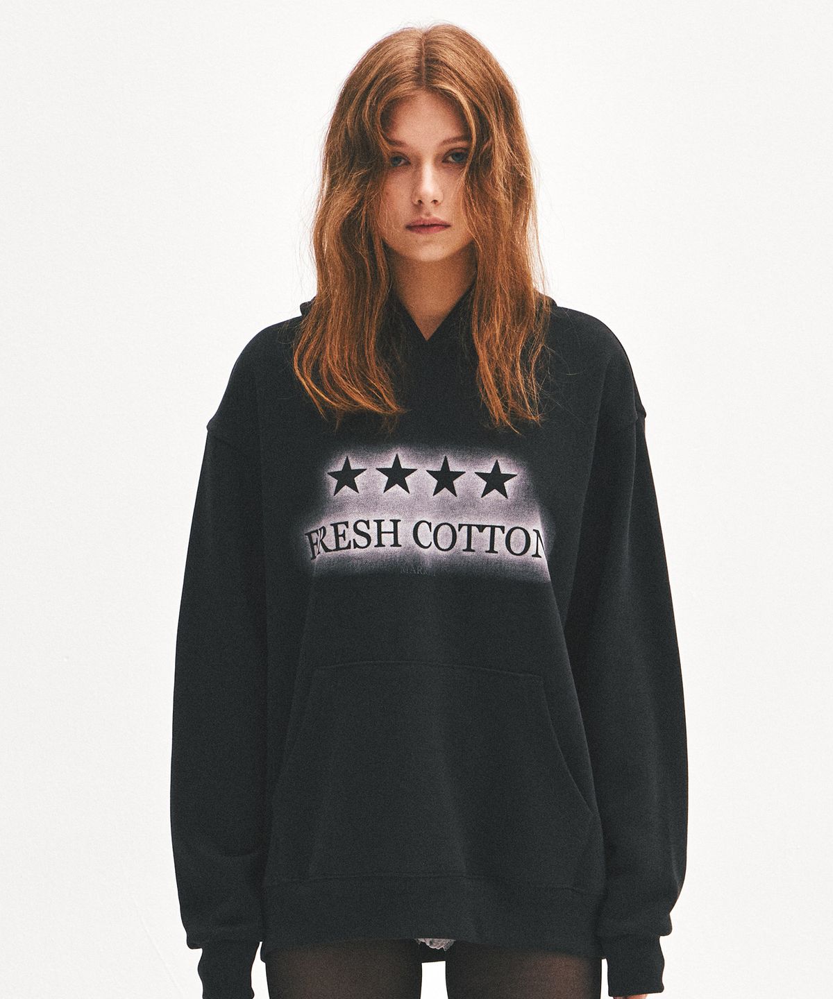 킴스 프레시 코튼 마켓(KIMS FRESH COTTON MARKET) Four Star Logo Hoodie Black