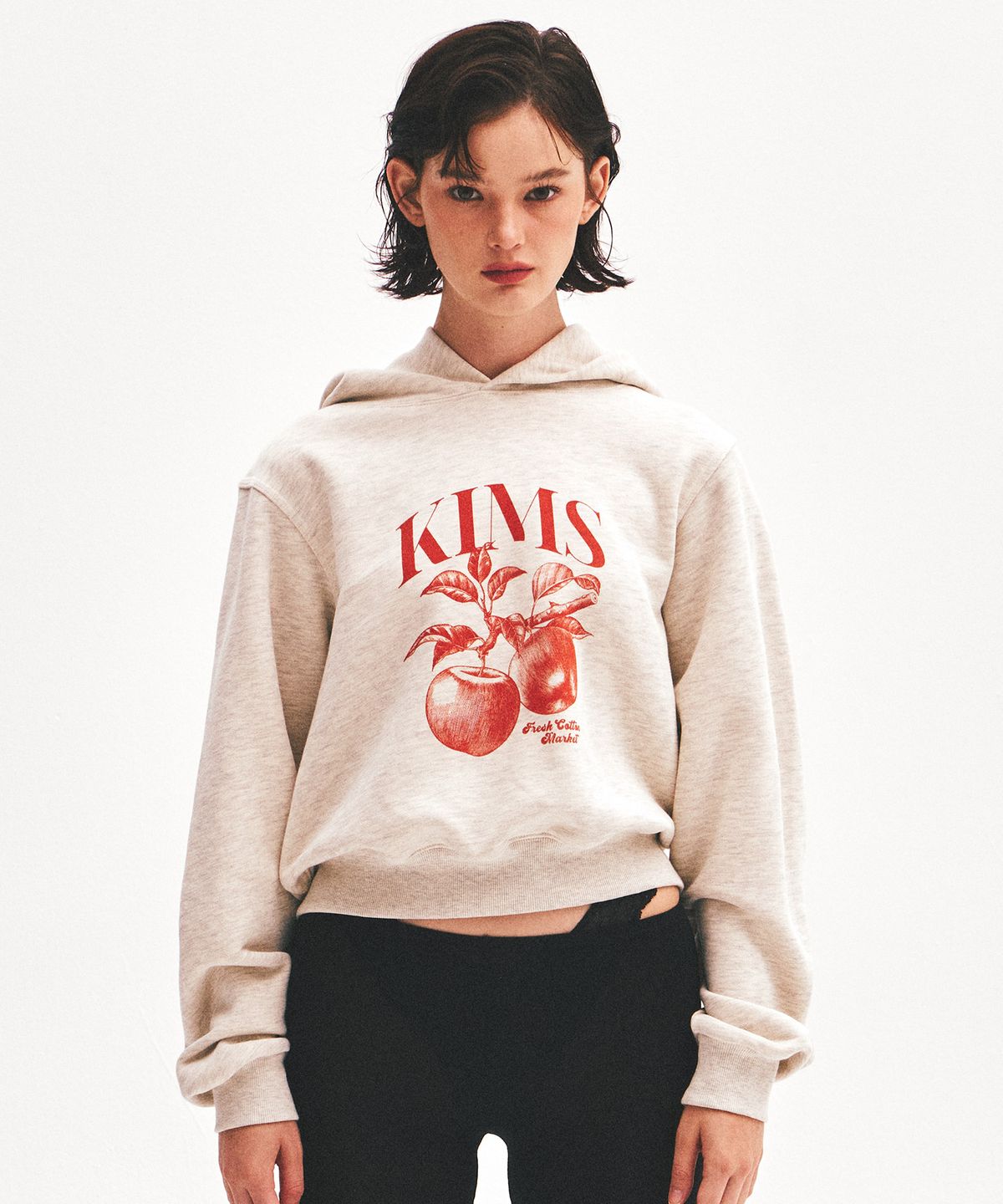 킴스 프레시 코튼 마켓(KIMS FRESH COTTON MARKET) Apple Sketch Hoodie Oatmeal