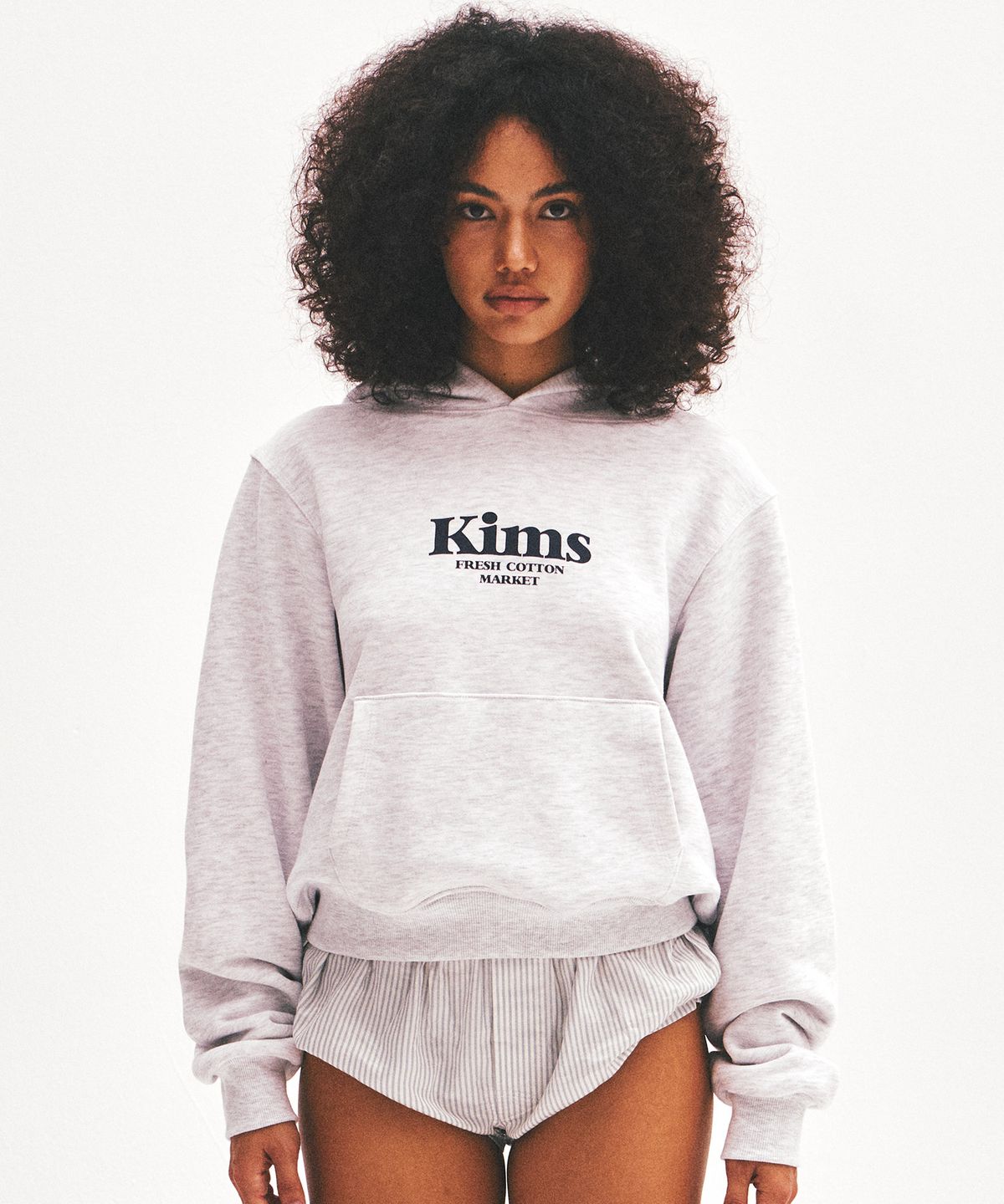 킴스 프레시 코튼 마켓(KIMS FRESH COTTON MARKET) (Unisex) Kims Bam Logo Hoodie Grey