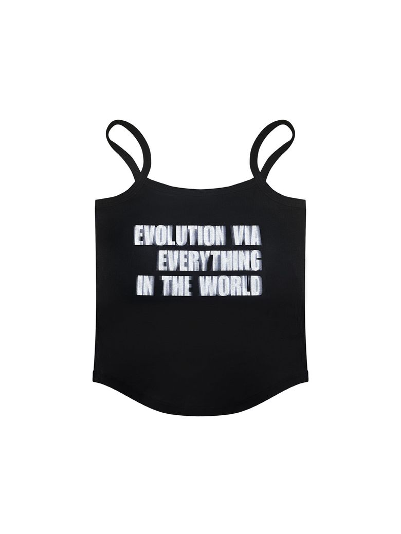 (W) HAZY STRAP TANK TOP BLACK