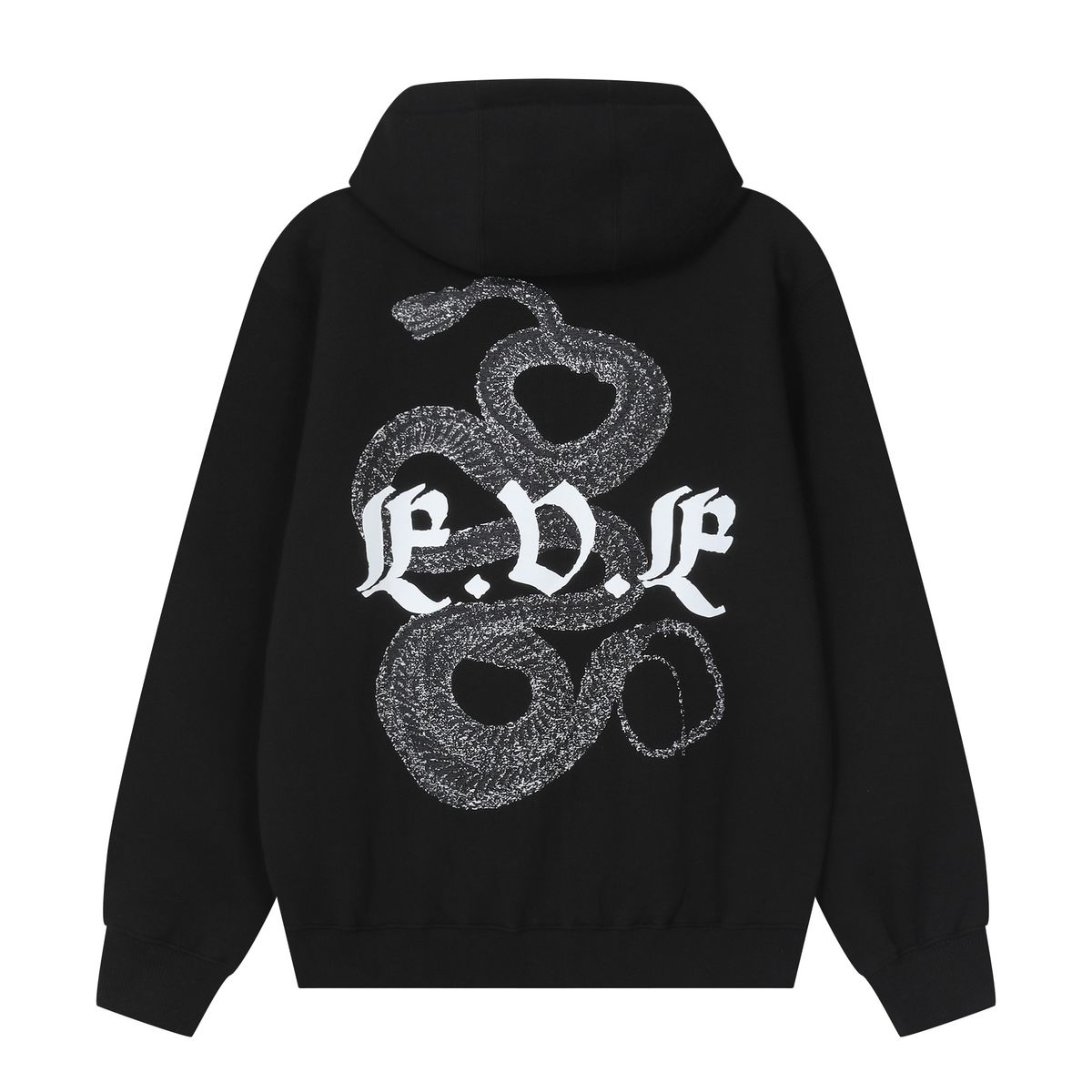 이브인더월드(EVEINTHEWORLD) FOSSIL SNAKE ZIP HOODIE BLACK