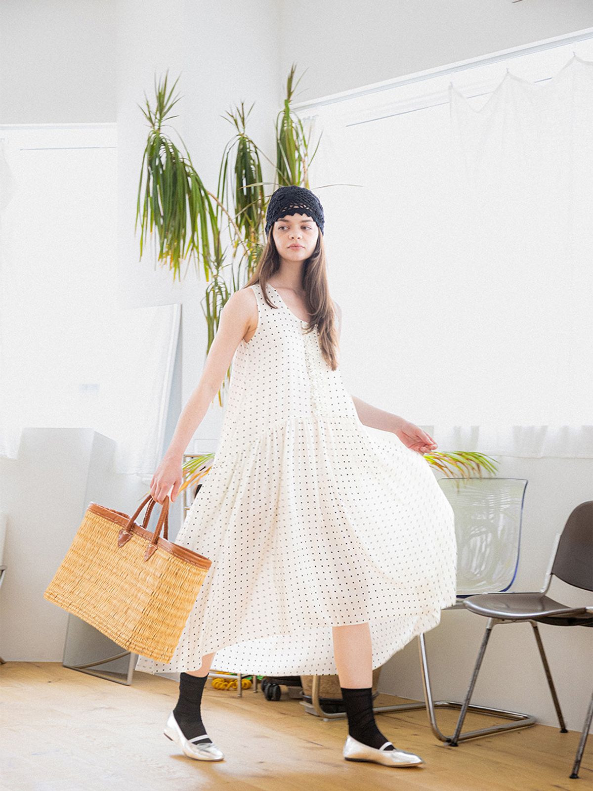 소르디(SORDI) Dot Frill Dress_cream