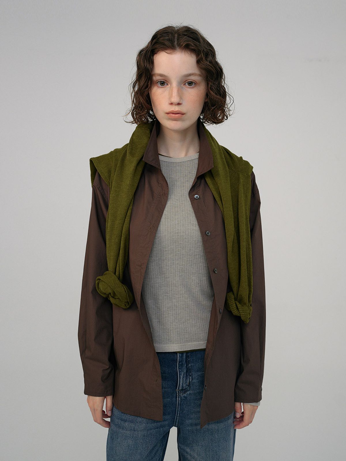 헌치(HUNCH) Boxyfit Open Collar Shirt (2color)