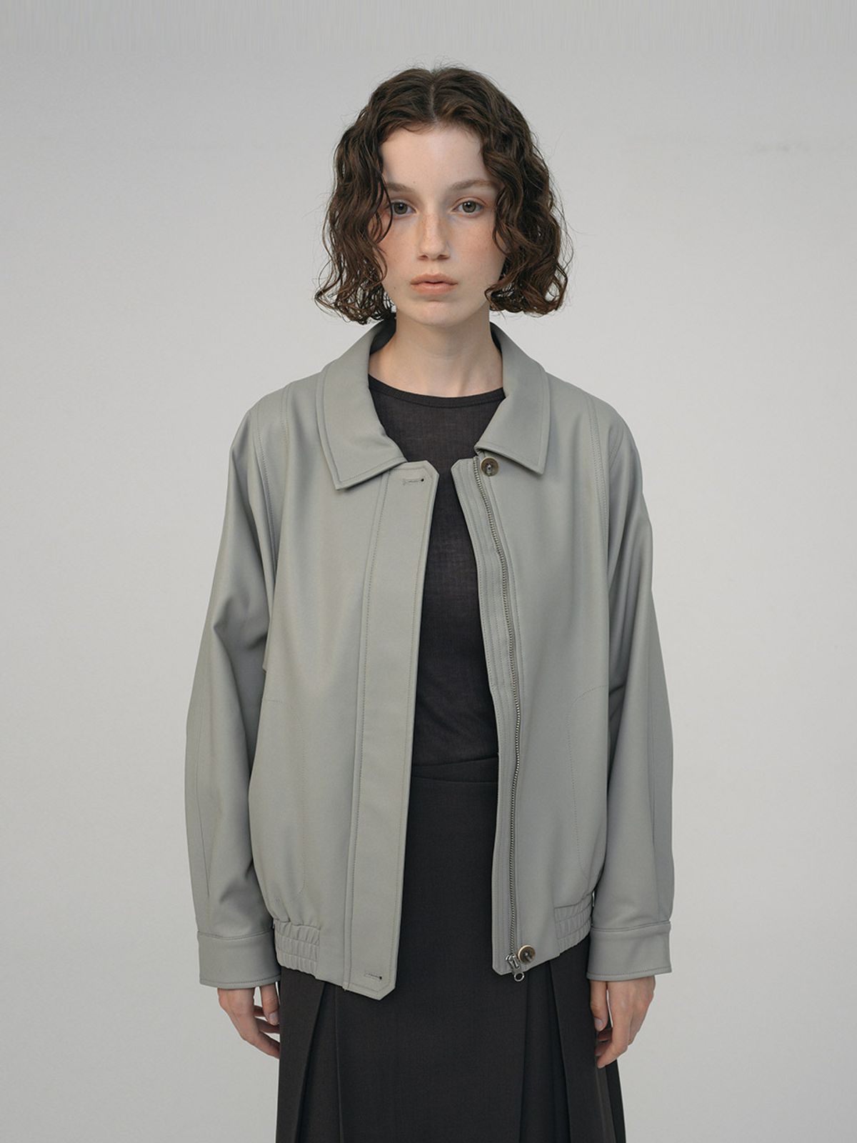헌치(HUNCH) Leather Zip-Up Jumper