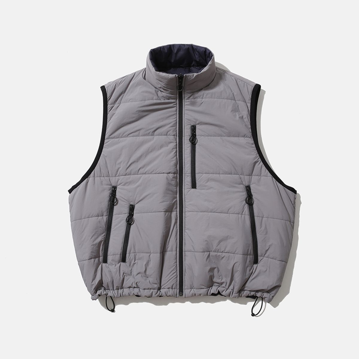 모이프(MOIF) [AW25] REVERSIBLE PUFF VEST / CLOUD GRAY/NAVY