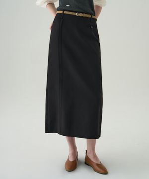 에이치 라인 스트랩 펜슬 스커트 [BLACK]