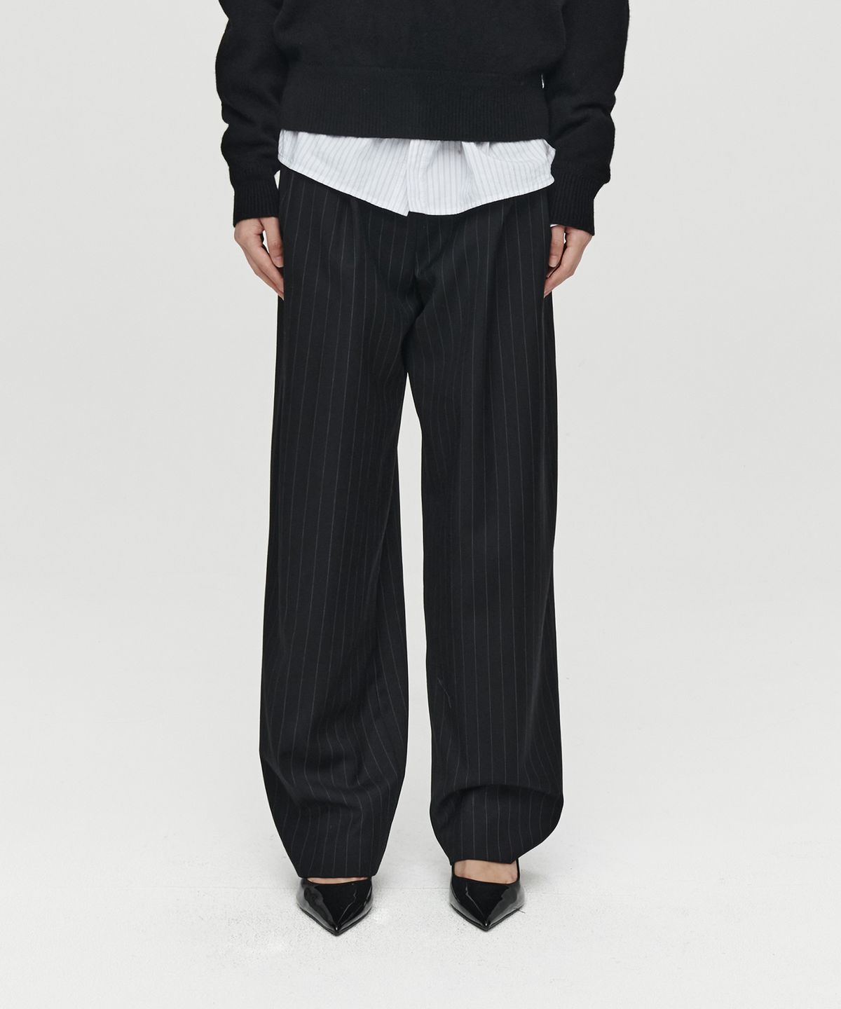 호이테(HEUTE) WOOL DOUBLE PLEATED WIDE PANTS (BLACK)