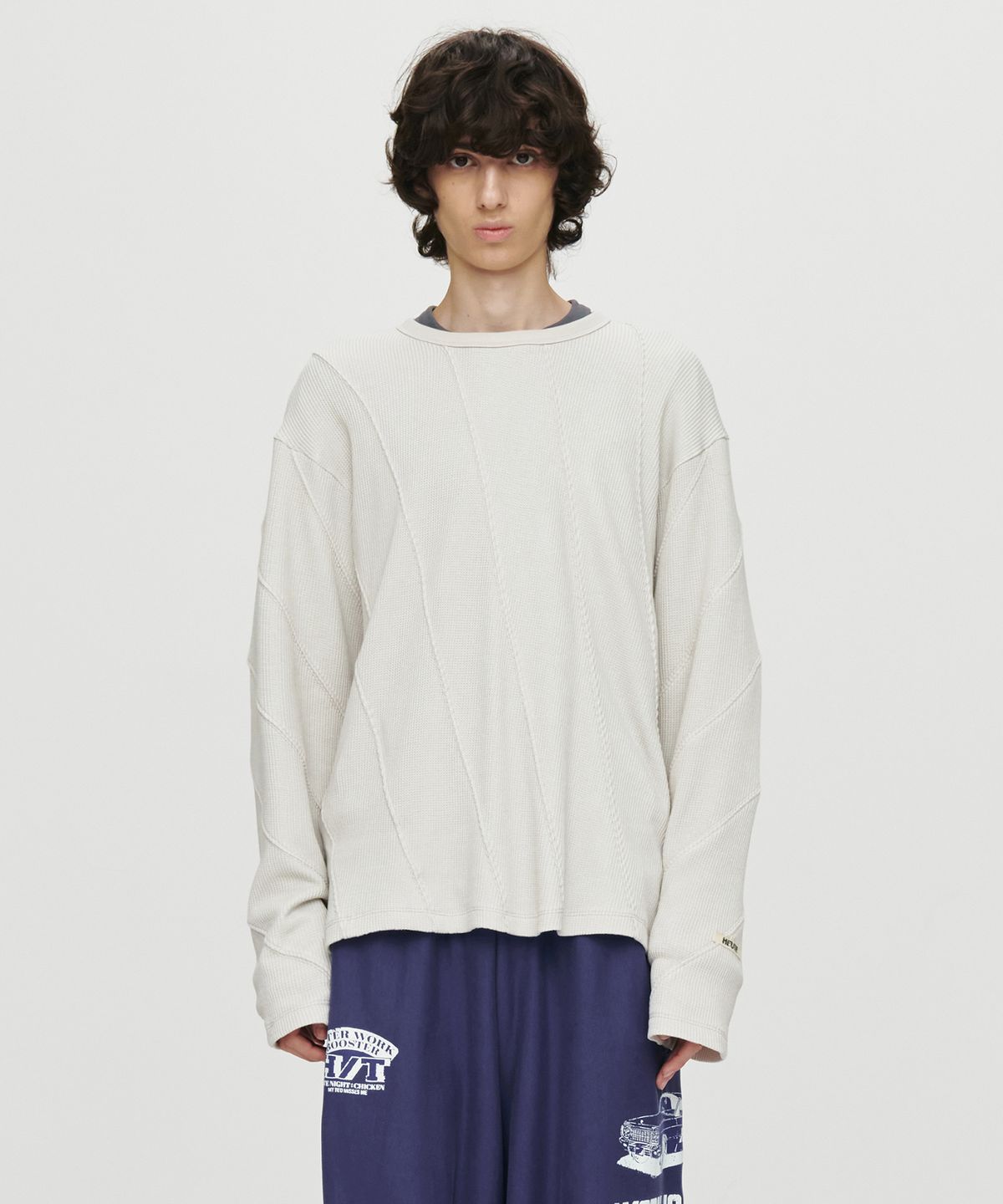 호이테(HEUTE) WAFFLE RACING T-SHIRT (LIGHT GREY)