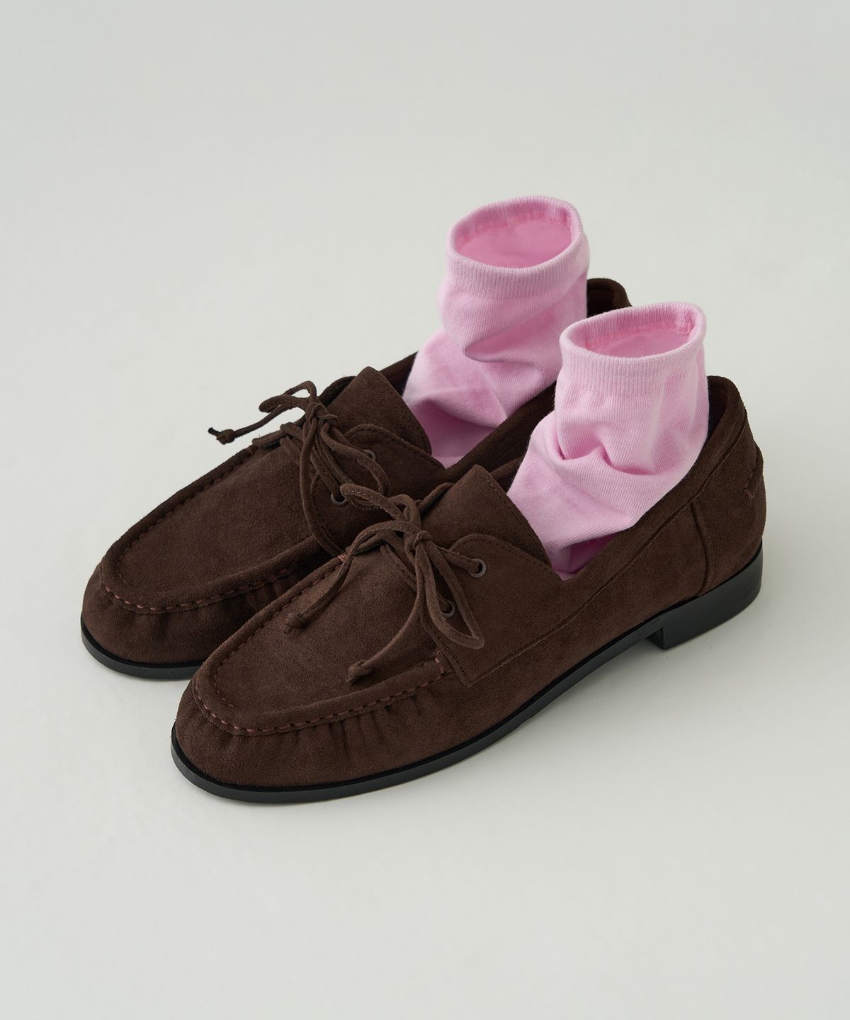 드로우핏 우먼(DRAWFIT WOMEN) 로아 스웨이드 레이스업 로퍼 [MAHOGANY BROWN]