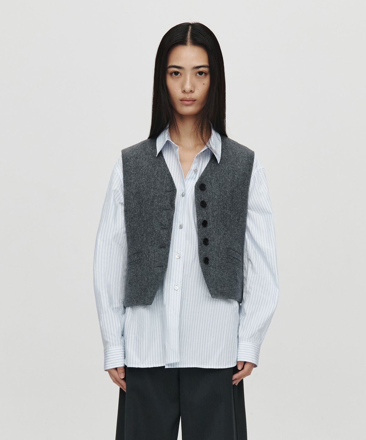 호이테(HEUTE) LONG SLEEVE STRIPE SHIRT (L/BLUE)