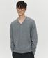 CASHMERE WOOL V NECK KNIT (CHARCOAL)