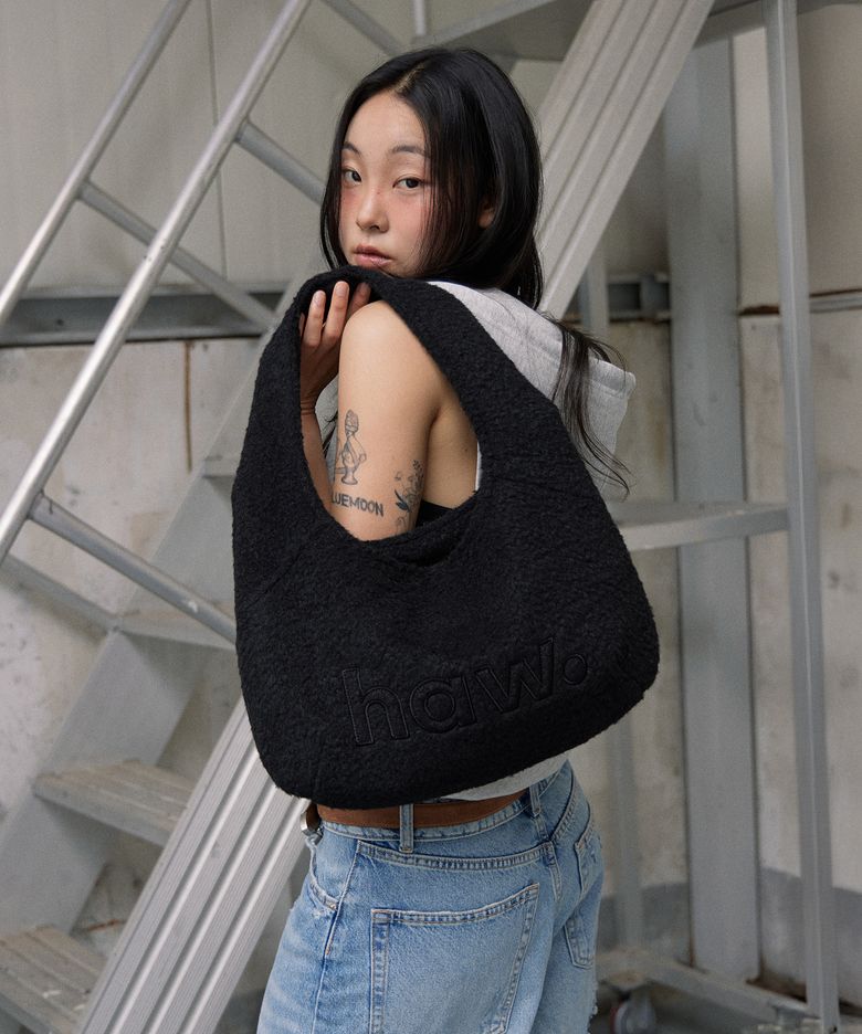 mini wool pebble bag (BK)
