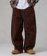 워시드 와이드 벌룬 스트링 코튼팬츠 브라운