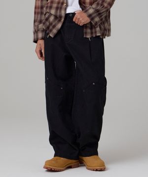 워싱 웨스턴 세미 벌룬 코튼팬츠 블랙