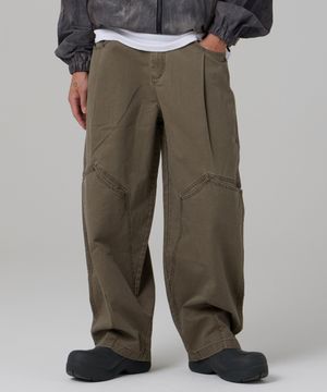 워싱 웨스턴 세미 벌룬 코튼팬츠 카키