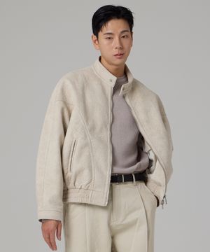 크롭 투웨이 더티 워싱 블루종 아이보리