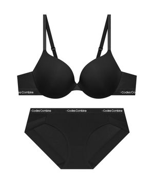 시크릿와이어 브라 햄팬티 세트_블랙