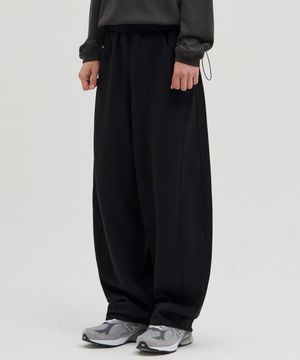사이드 라인 절개 스웨트 팬츠 [블랙]