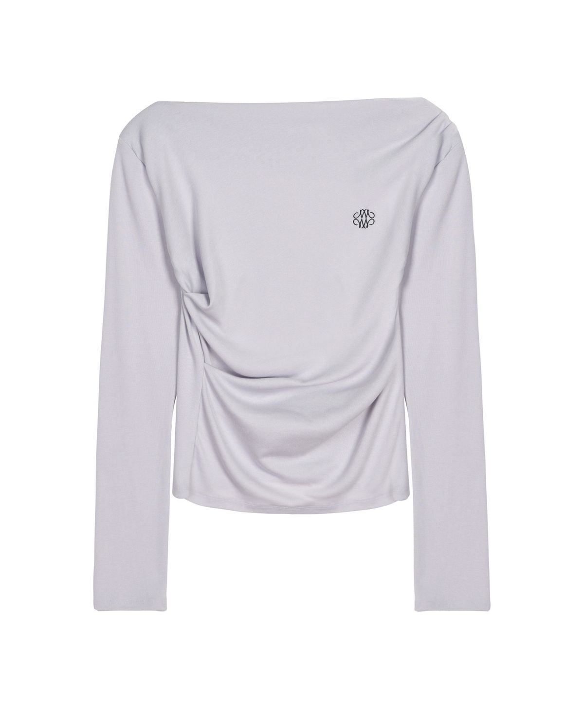 닉앤니콜(NICK&NICOLE) SHIRRING DRAPE BOAT NECK TOP_LIGHT PURPLE