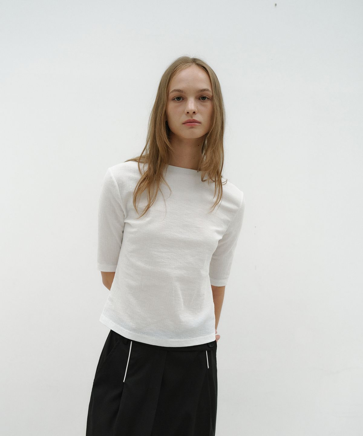 로우타이드(LOW TIDE) PLEATS HALF TOP [WHITE]