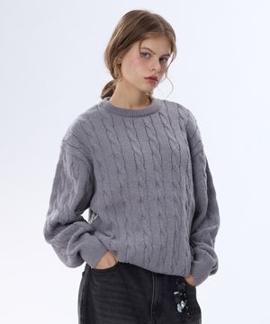 케이블 니트 그레이 YKM-105