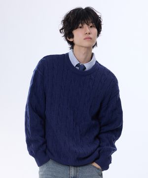 케이블 니트 네이비 YKM-105