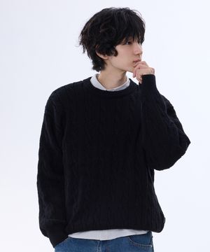 케이블 니트 블랙 YKM-105