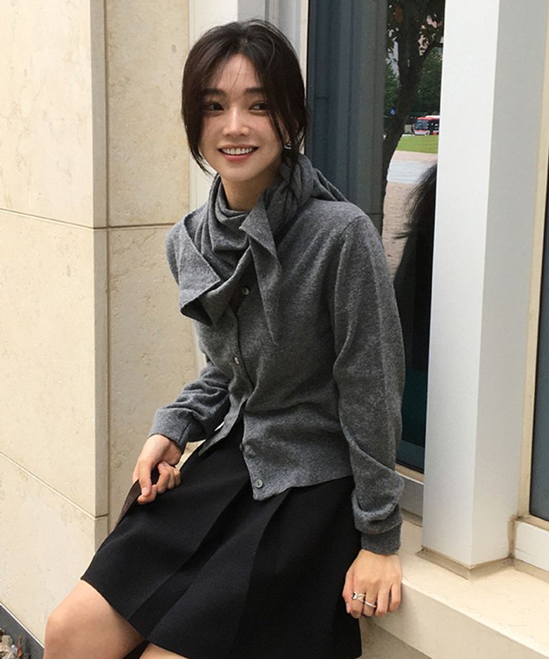 cashmere knit scarf-melange