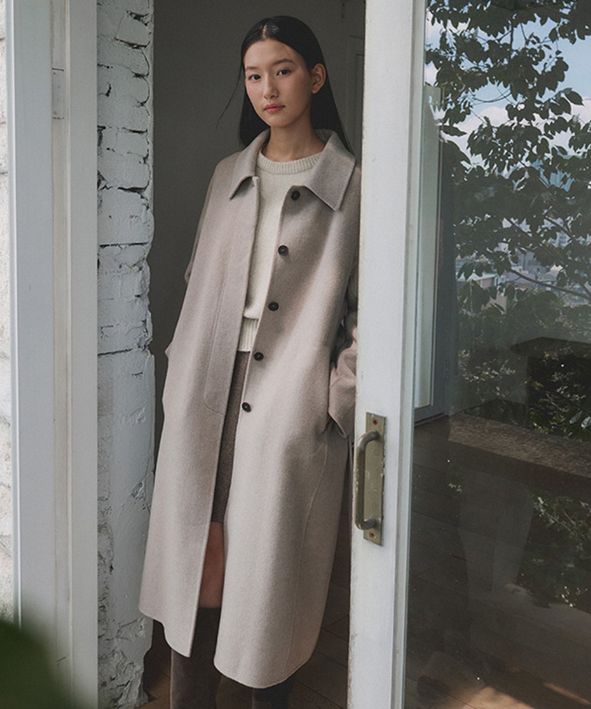 링서울(LINGSEOUL) cashmere single handmade coat-ash beige