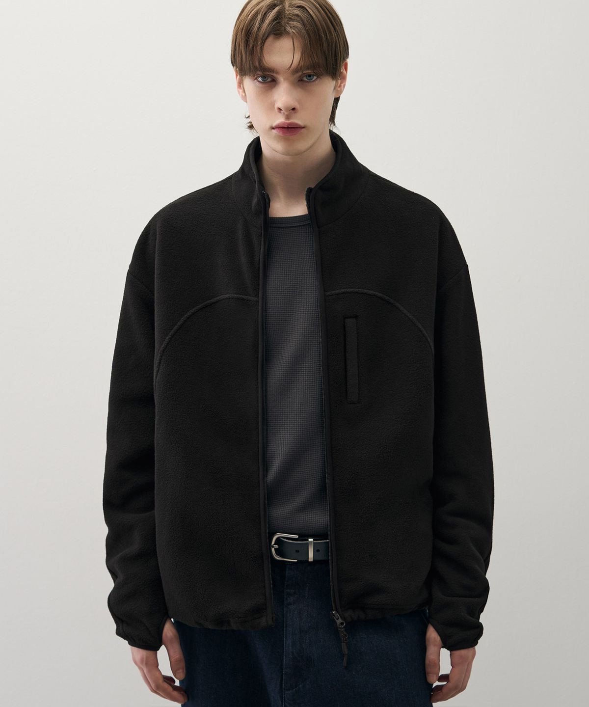 드로우핏(DRAW FIT) 커브드 투웨이 폴라 플리스 자켓 [BLACK]