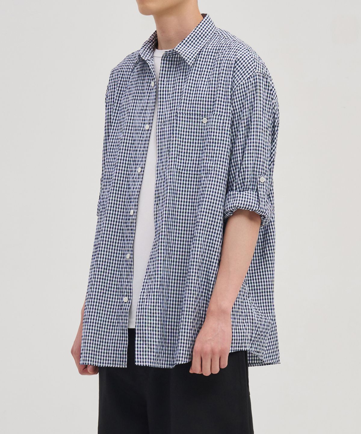 제로(XERO) 깅엄 롤 업 셔츠 [네이비]