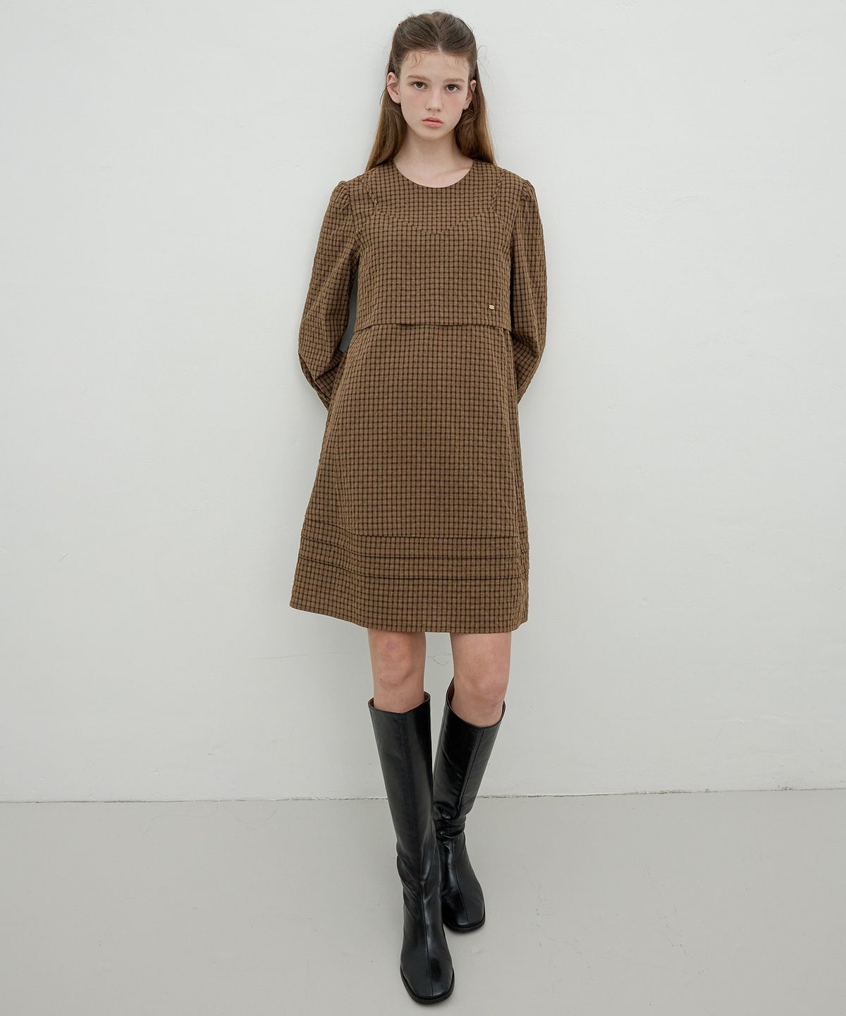 올리브 데 올리브(OLIVE DES OLIVE) 체크 뷔스티에 레이어드 원피스 셋업 OE5AO8330