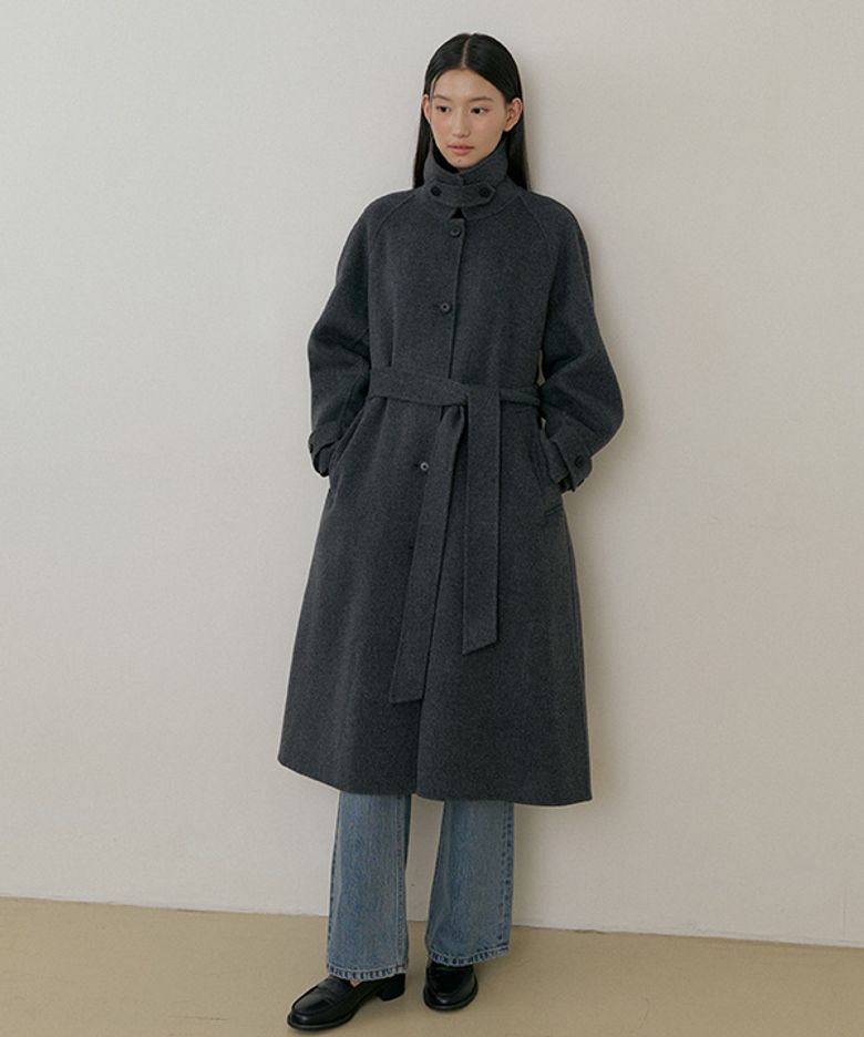 handmade wool trench coat-charoal