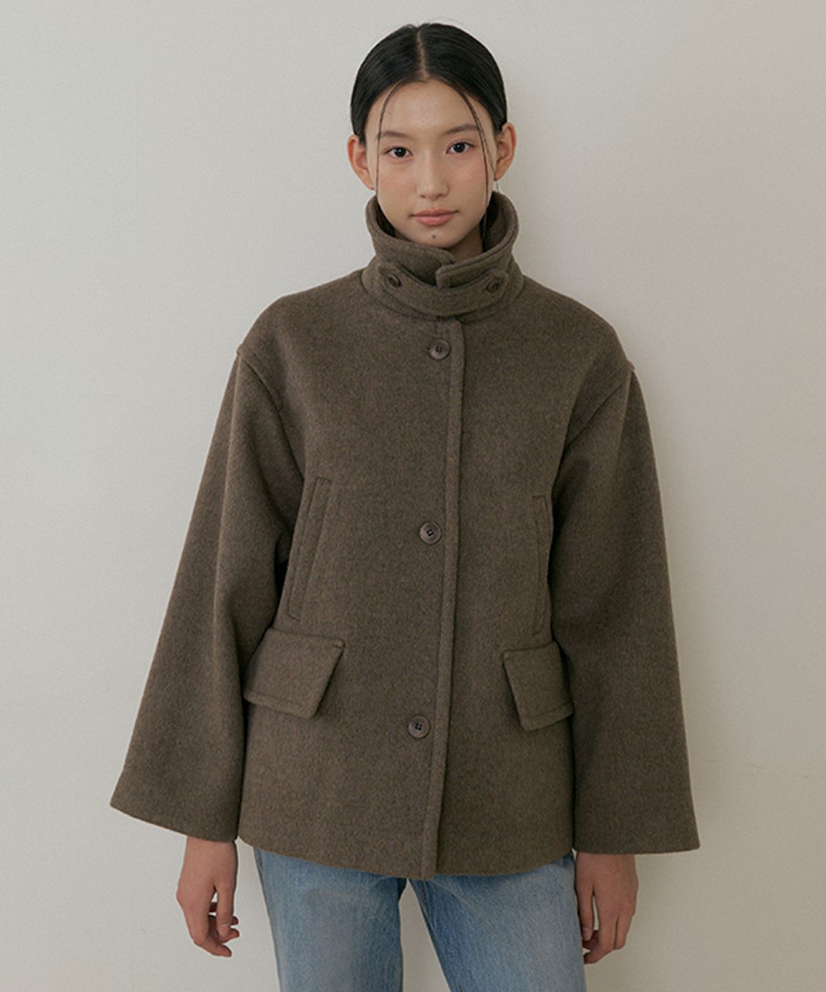링서울(LINGSEOUL) standard wool half coat-brown