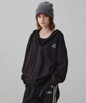 바스키아 시그니처 레터링 자수 후드 집업 BPDTS483U