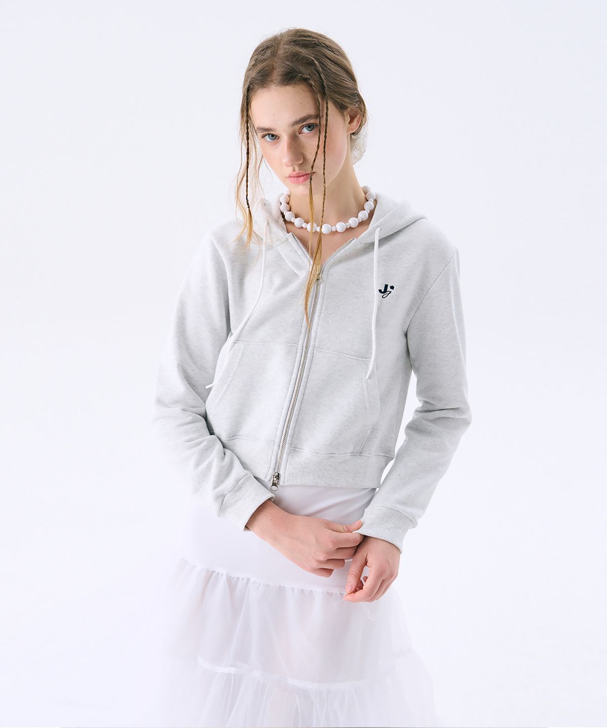준준스페이스(JUNEJUNE SPACE) Mini Hood Zip-up_Melange(미니 후드 집업_멜란지)