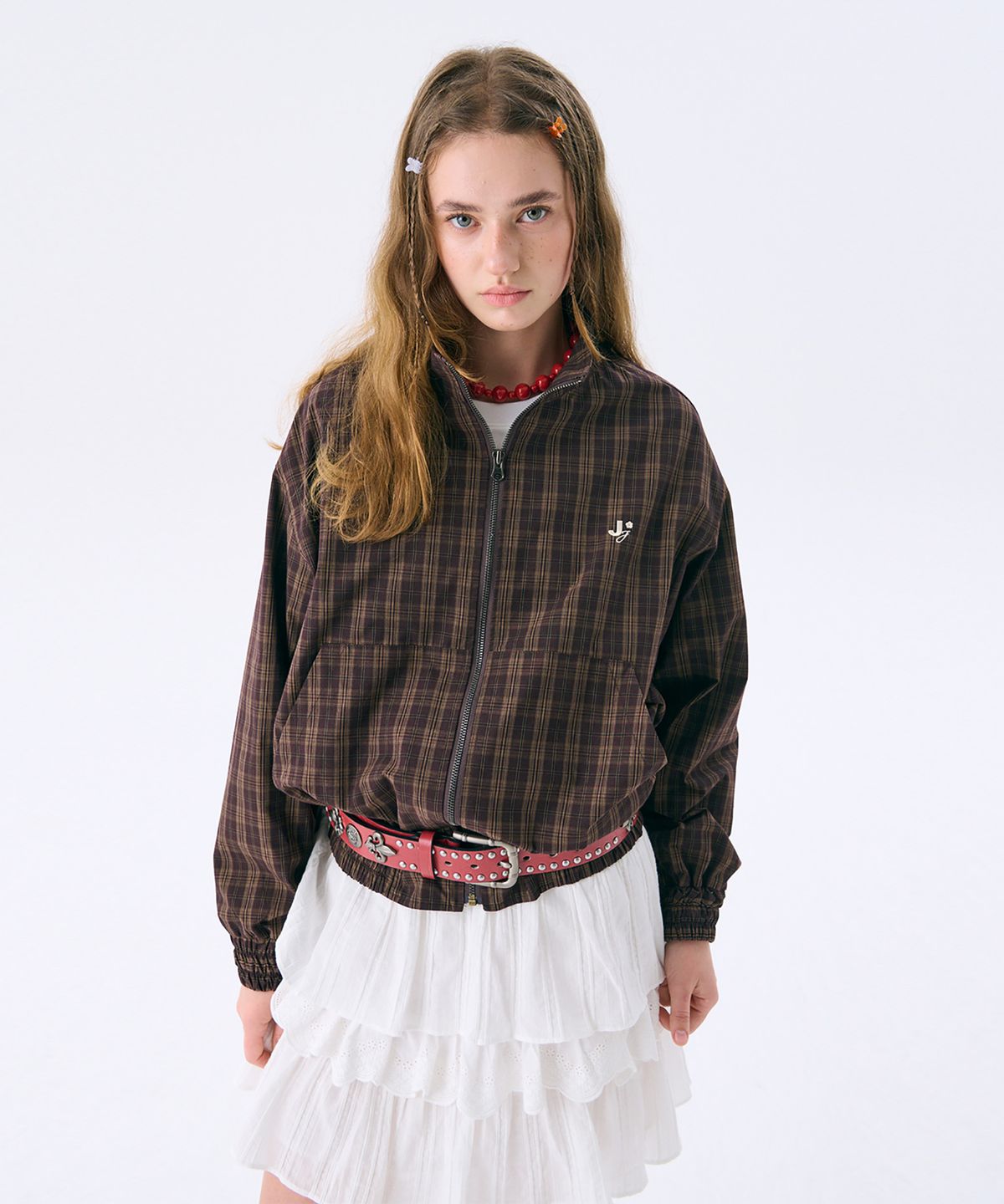 준준스페이스(JUNEJUNE SPACE) Check Anorak Jumper_Brown(체크 아노락 점퍼_브라운)
