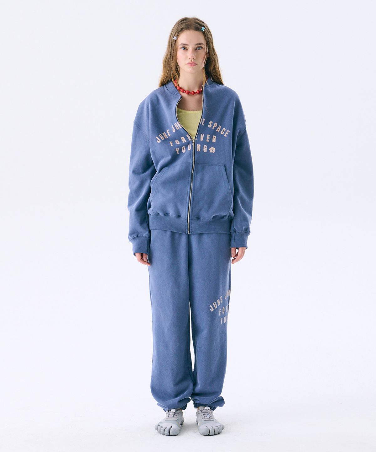 준준스페이스(JUNEJUNE SPACE) Vintage Sweat Jumper_Blue(빈티지 스웨트 점퍼_블루)