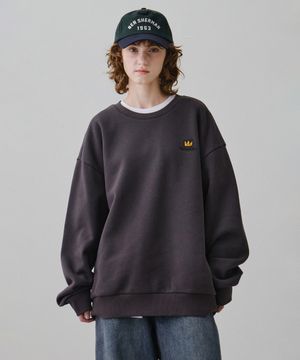 바스키아 시그니처 레터링 자수 기모 스웨트 셔츠 BPDTS487U