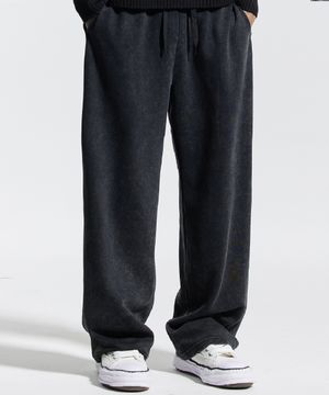 피그먼트 와이드 스트링 팬츠 블랙