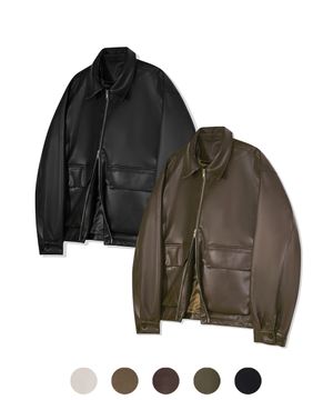 86-IRO086 [리뉴얼] 크루얼티프리 싱글 카라넥 레더 자켓 5COLOR