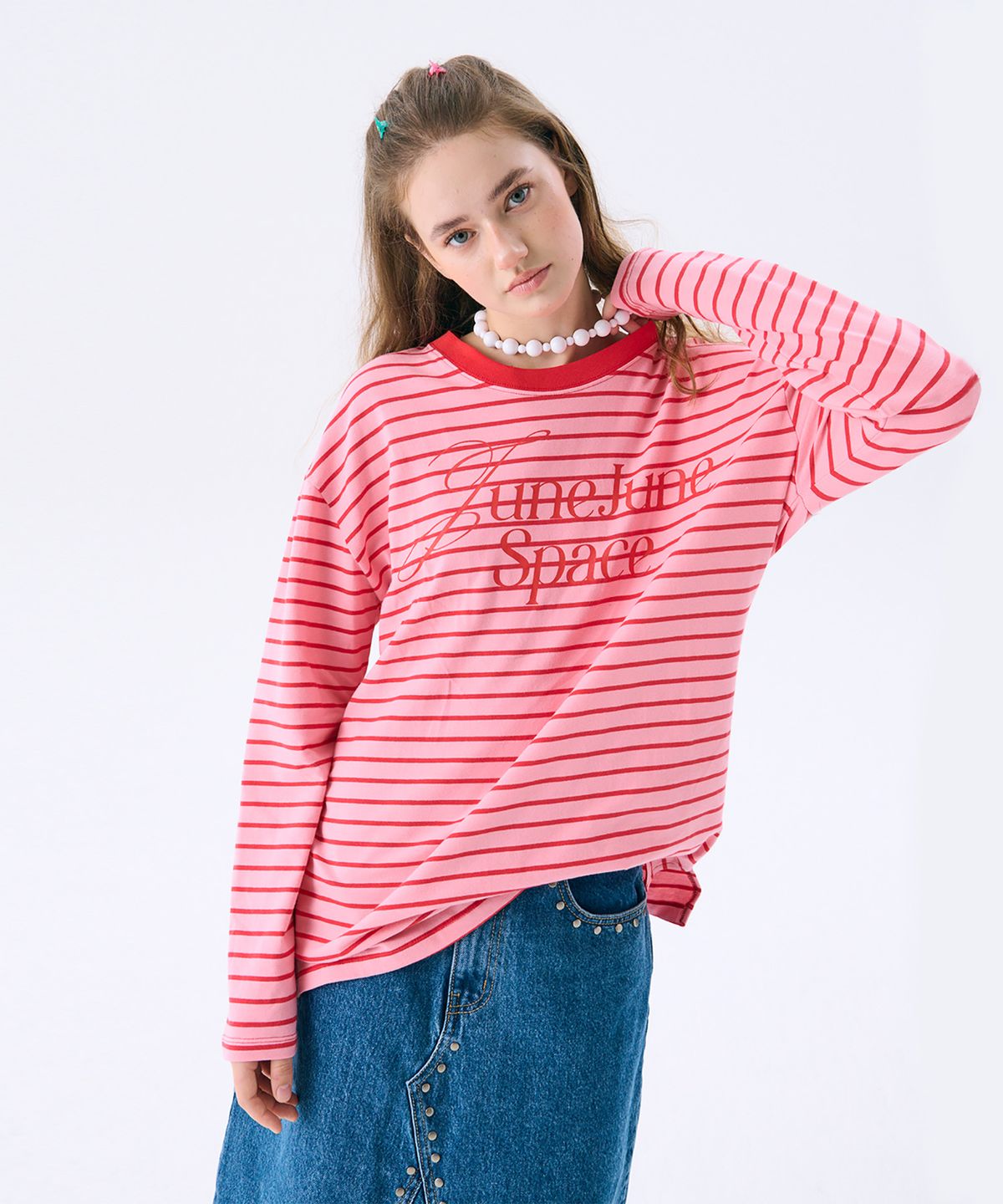 준준스페이스(JUNEJUNE SPACE) VOL14. Stripe T_Pink(VOL14. 스트라이프 티_핑크)