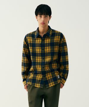 남녀공용 스트릿 심볼라벨 체크셔츠[MUSTARD](UB9LS21)